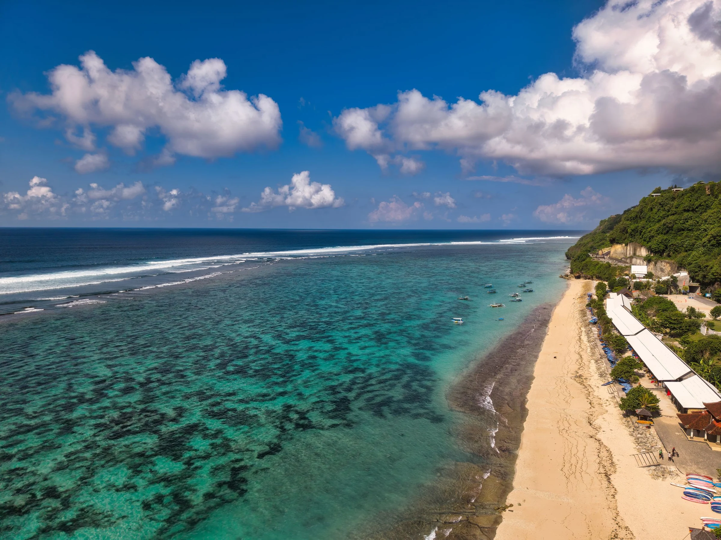 Aerial view of Bali beach and coastline