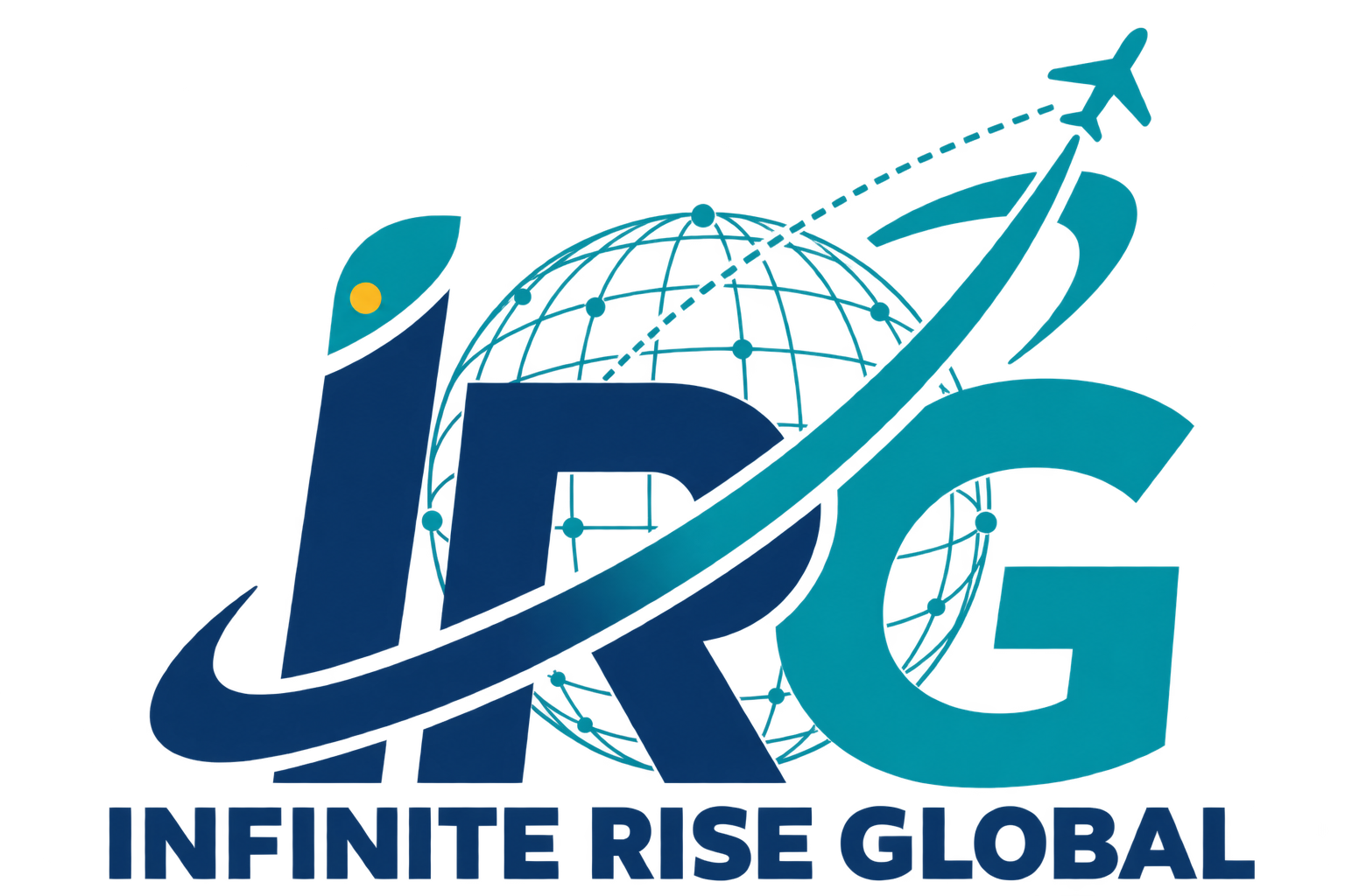 IRG globe, orbit and airplane symbol
