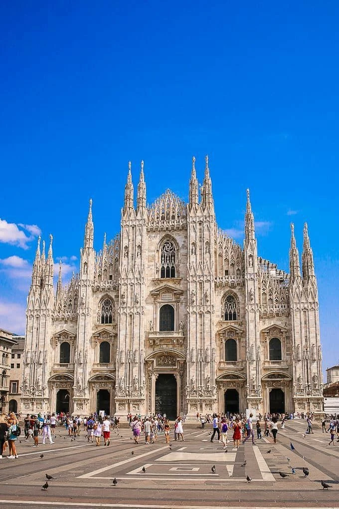Milan Cathedral against a blue sky
