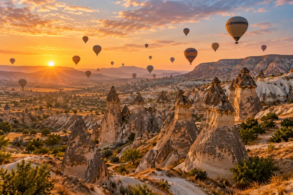 Illustrative travel landscape for Turkiye & Cappadocia