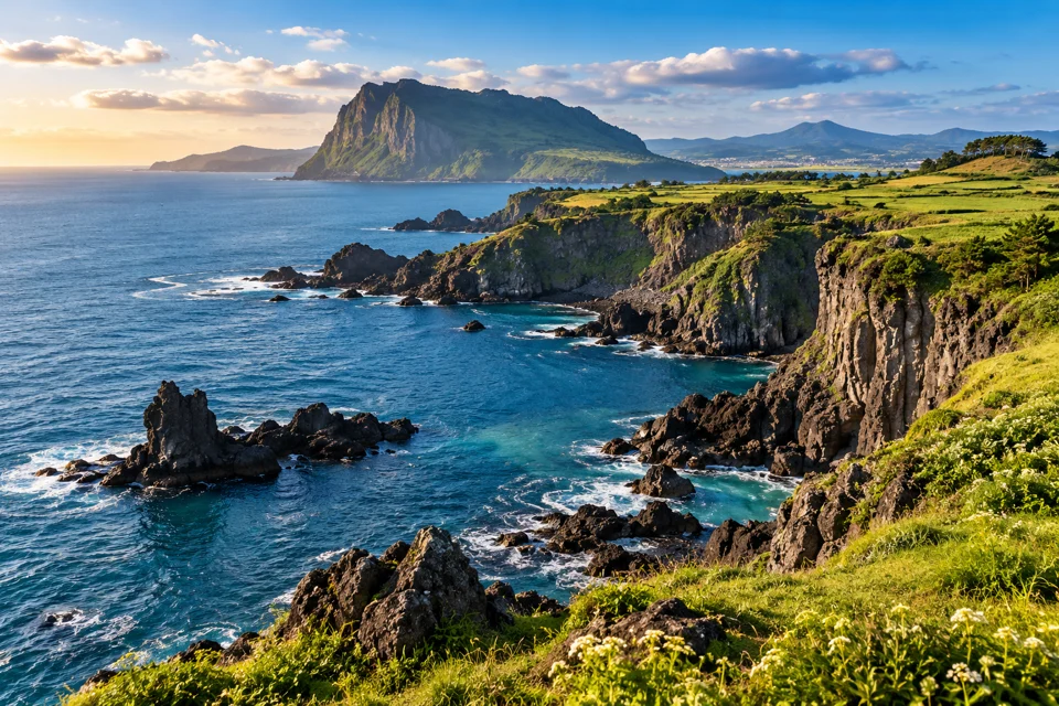 Illustrative travel landscape for Korea: Jeju & Mt. Sorak