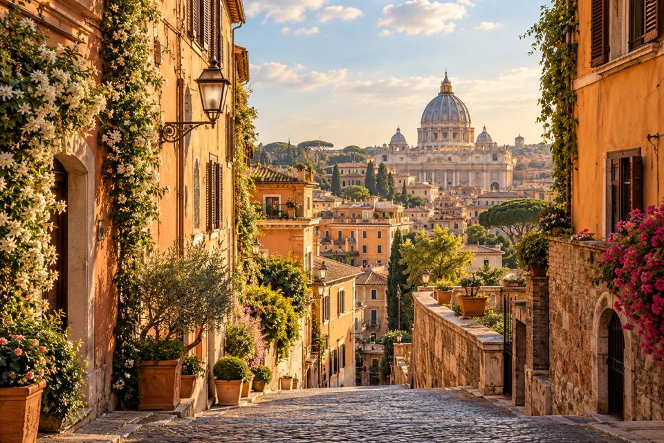 Illustrative travel landscape for Rome & Medjugorje