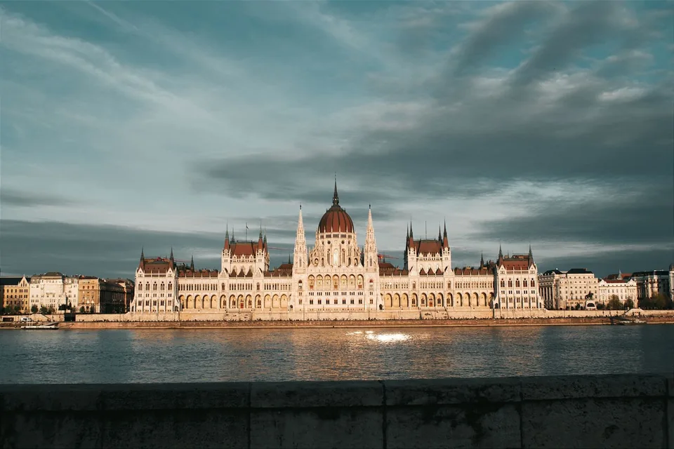 Hungarian Parliament beside the Danube in Budapest